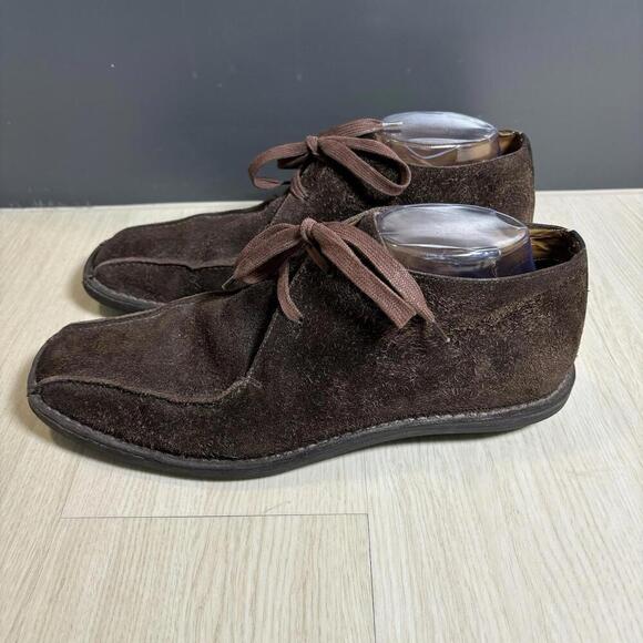 john varvatos Brown Suede Lace Up Moc Ankle Boots Handmade Italy Mens 9.5 Rare main image 6